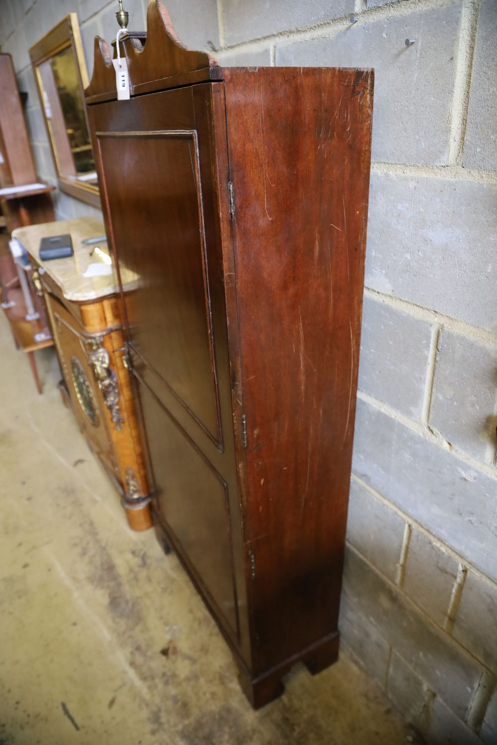 A Regency design mahogany gun cabinet, width 74cm, depth 28cm, height 167cm